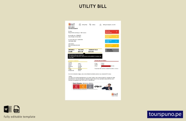 lista para imprimir plantilla de word   factura de servicios públicos iiNet de A